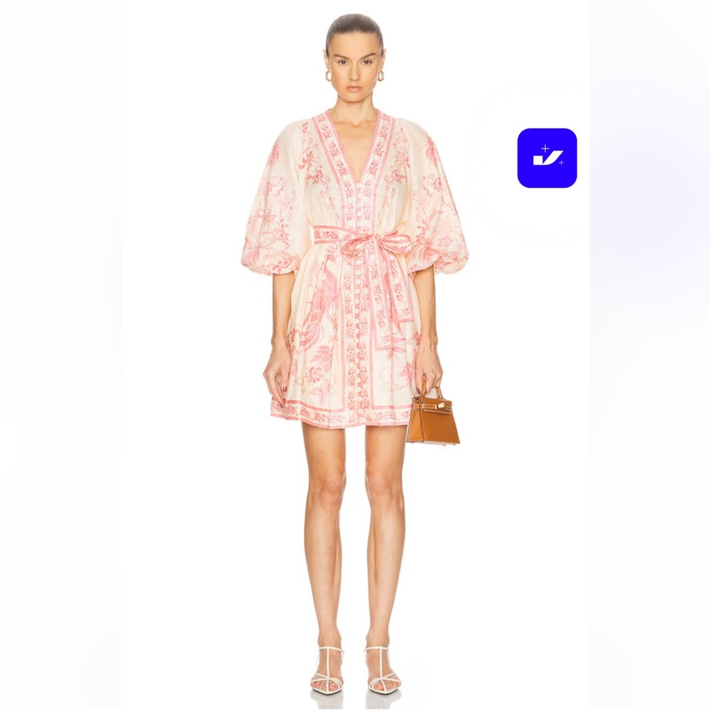 Zimmermann Lucky Plunge Pink Floral Mini Dress
